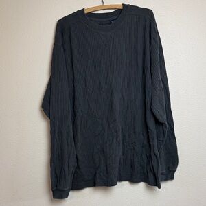 Faded Glory Men's Dark Gray Ribbed Long Sleeve Shirt 100% Cotton